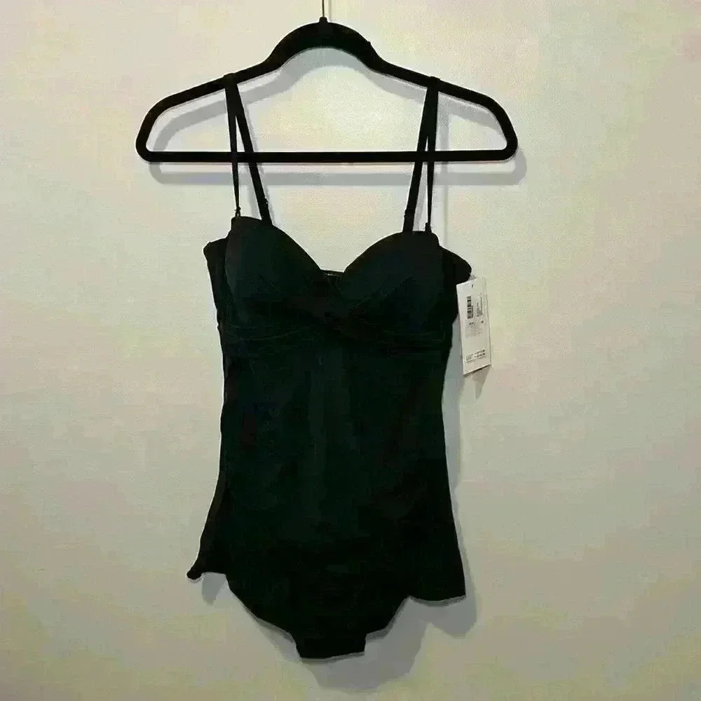 Christina Swimwear NWT Black with Skirt Tummy Tamer Hip Minimizer 1 pc Women 10 - Picture 3 of 13
